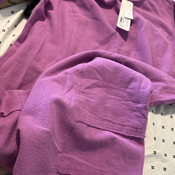 Soft Surroundings pocket Carpe Diem gauze Iris Orchid Gauze 3/4 Slv Shift Dress - Picture 9 of 15